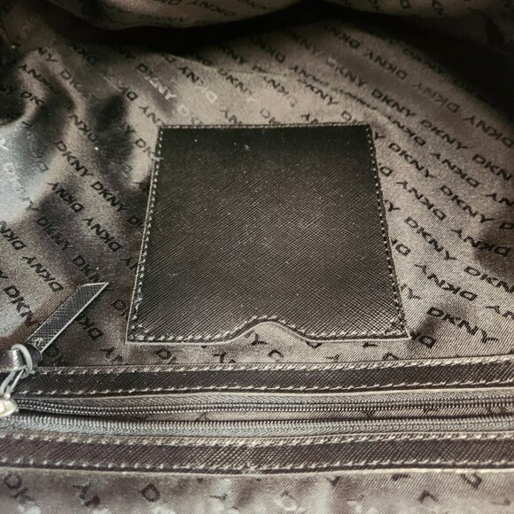 DKNY Striped Tote Red Blue Donna Karan New York Purse Bag Vinyl - Picture 8 of 14